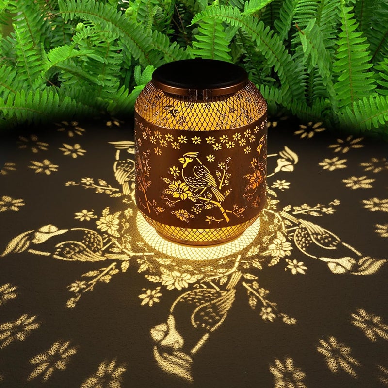 Doogarden Solar Lanterns Outdoor Waterproof Christmas Birthdays Gifts for Women Mom Grandma Butterfly Garden Decor Metal Hanging Solar LED Lights for Patio(Red Bird) - Image 1